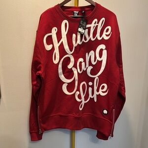 Hustle Gang Life red crew neck Sweatshirt NWT 3XL